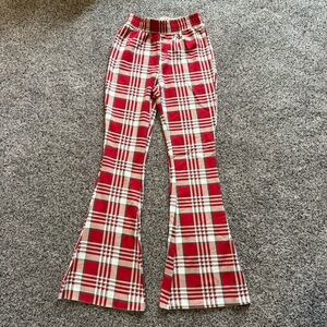 GRAYSON THREADS Women’s Size XS Pants High Rise Fleece Plaid Flare Style EUC